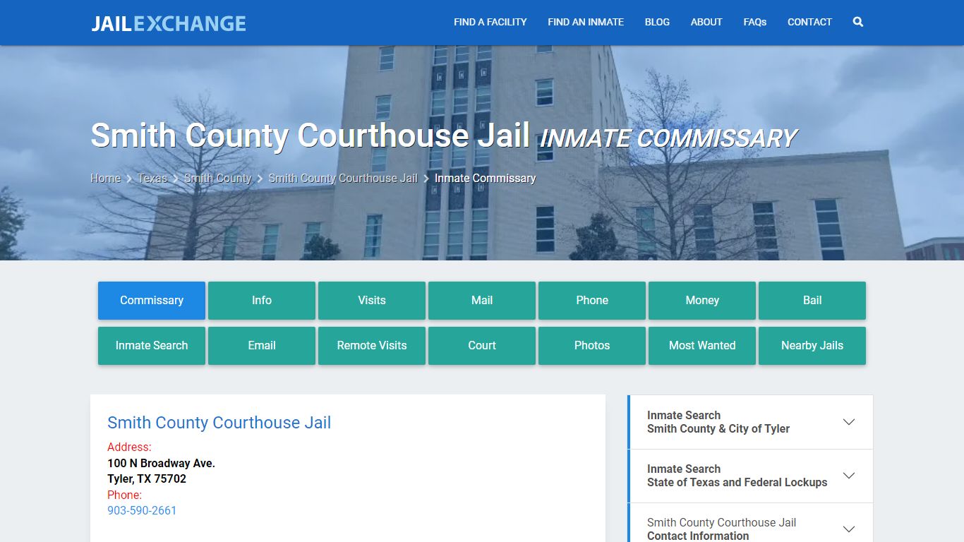 Smith County Courthouse Jail Inmate Commissary